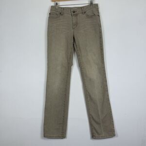 Chico's Platinum Denim Tan Ultimate Fit Slim Leg Midrise Jeans Womens 0‎ Small 4